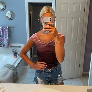 American eagle crushed velvet tank top